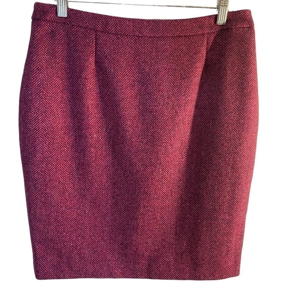 NWOT Boden burgundy British Tweed herringbone skirt - Picture 1 of 9